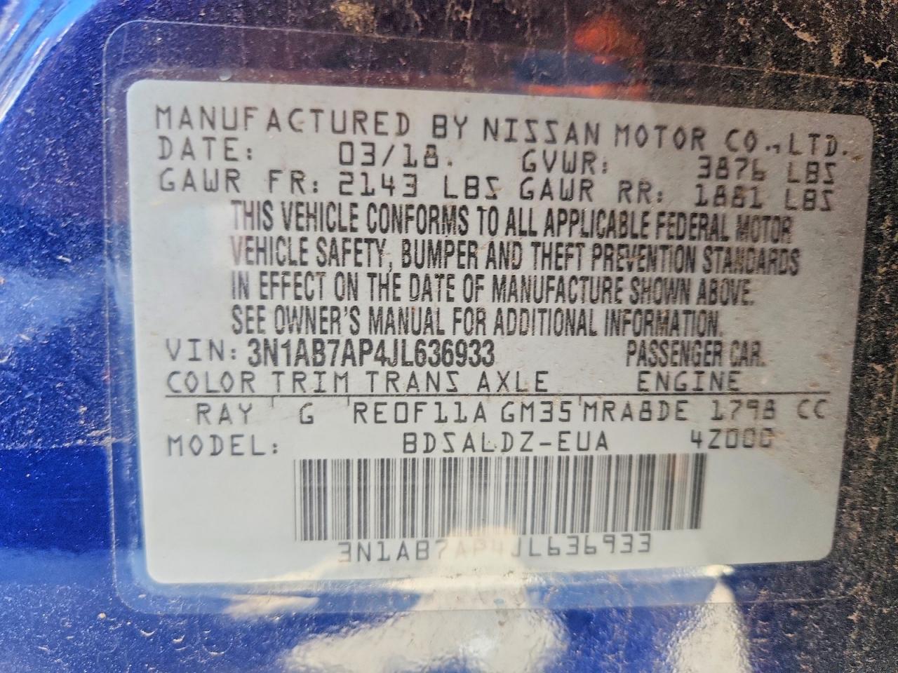 2018 NISSAN SENTRA SV photo 13