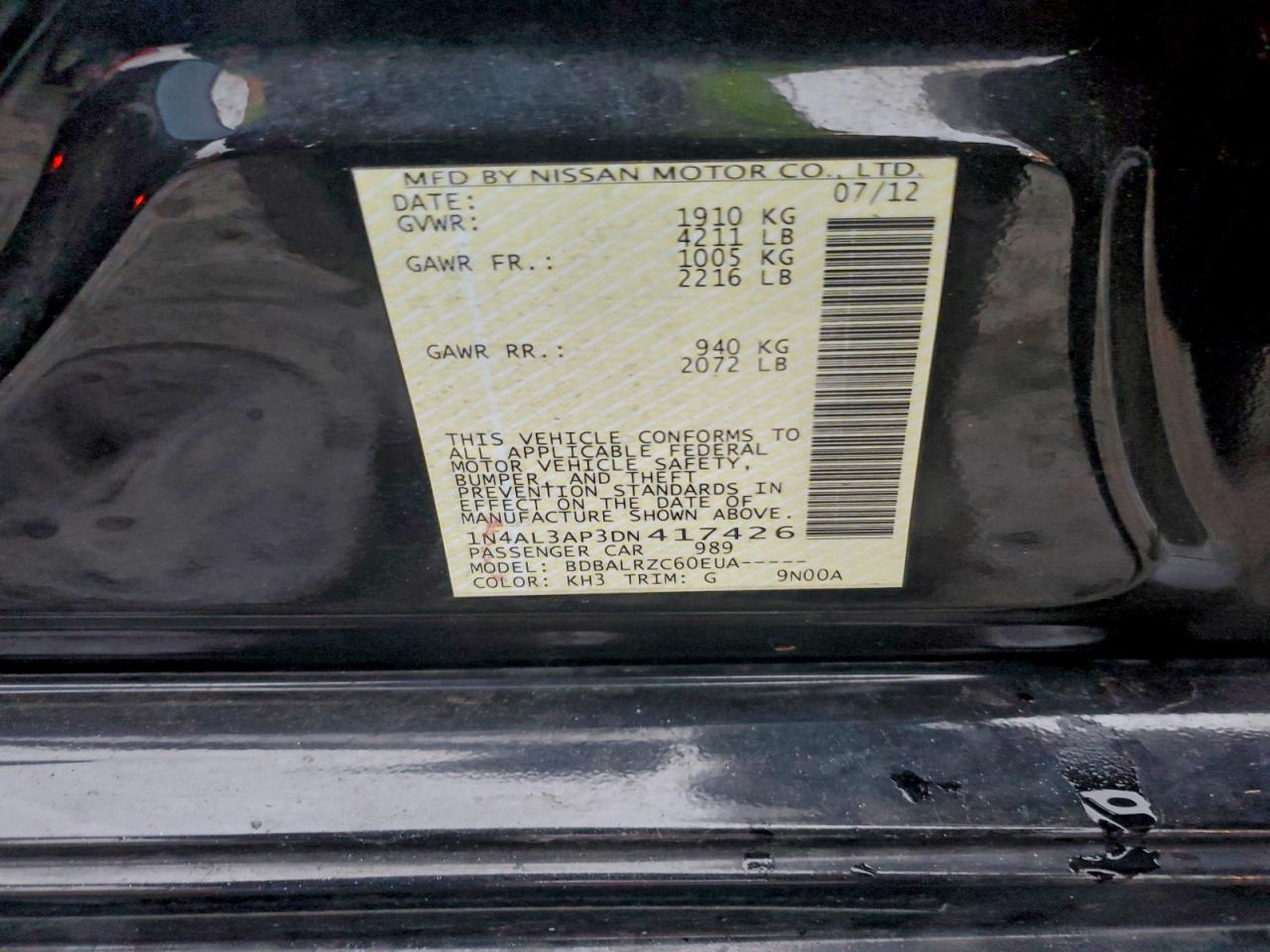 2013 NISSAN ALTIMA 2.5 photo 12
