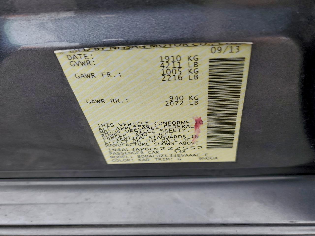 2014 NISSAN ALTIMA 2.5 photo 12