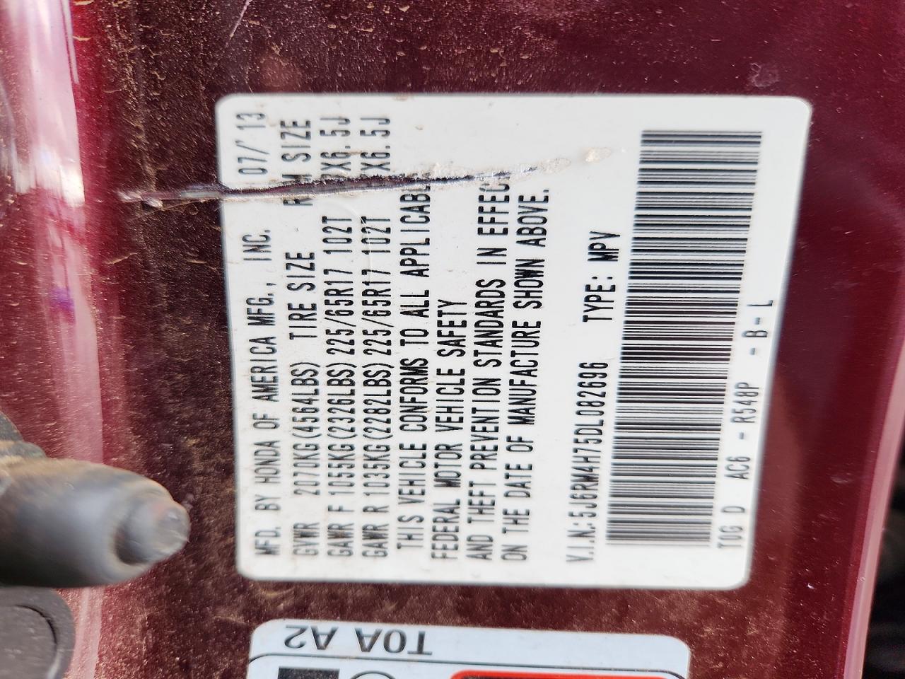 2013 HONDA CR-V EXL photo 12
