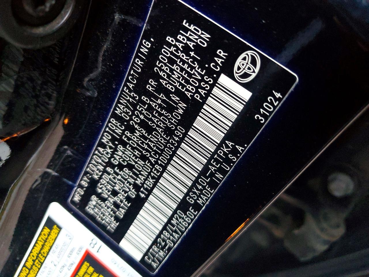 2013 TOYOTA AVALON BASE photo 12