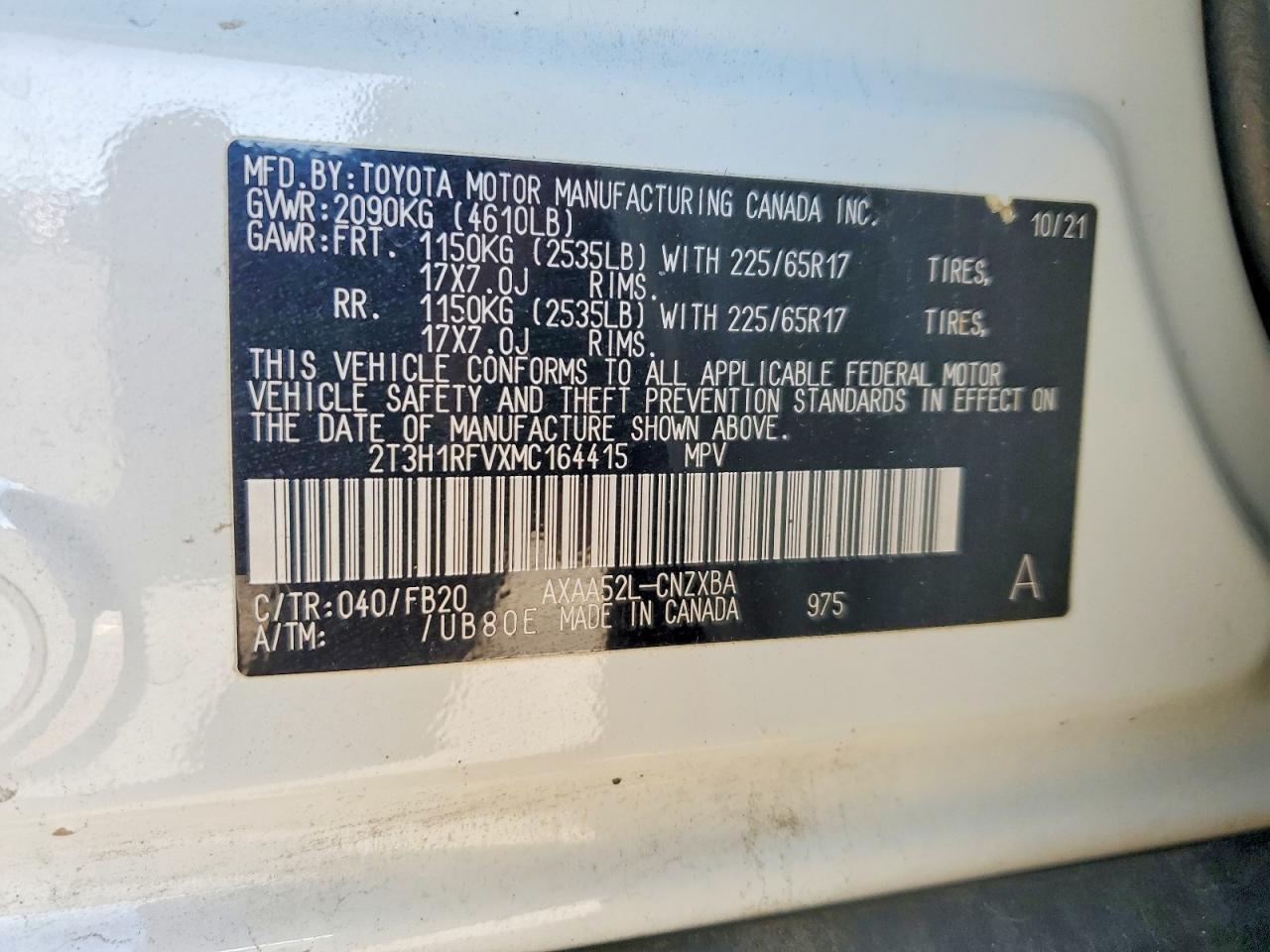 2021 TOYOTA RAV4 LE photo 13