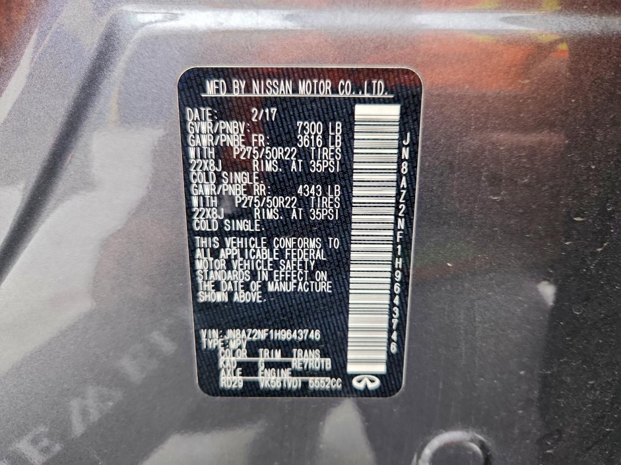 2017 INFINITI QX80 BASE photo 14