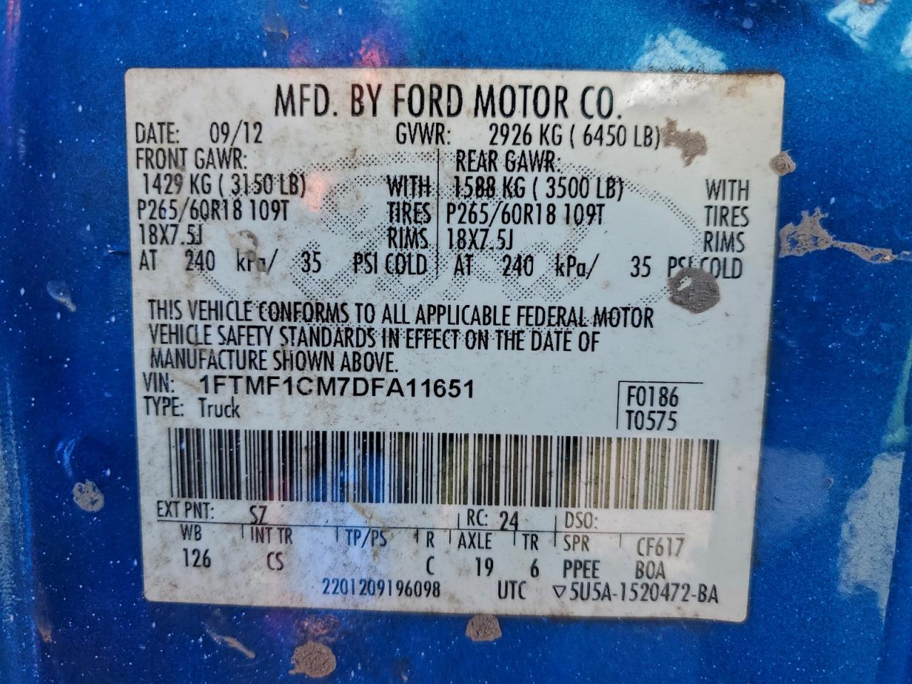 2013 FORD F150 photo 12