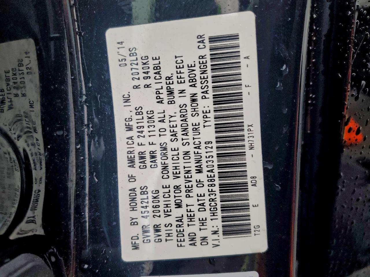 2014 HONDA ACCORD EXL photo 13