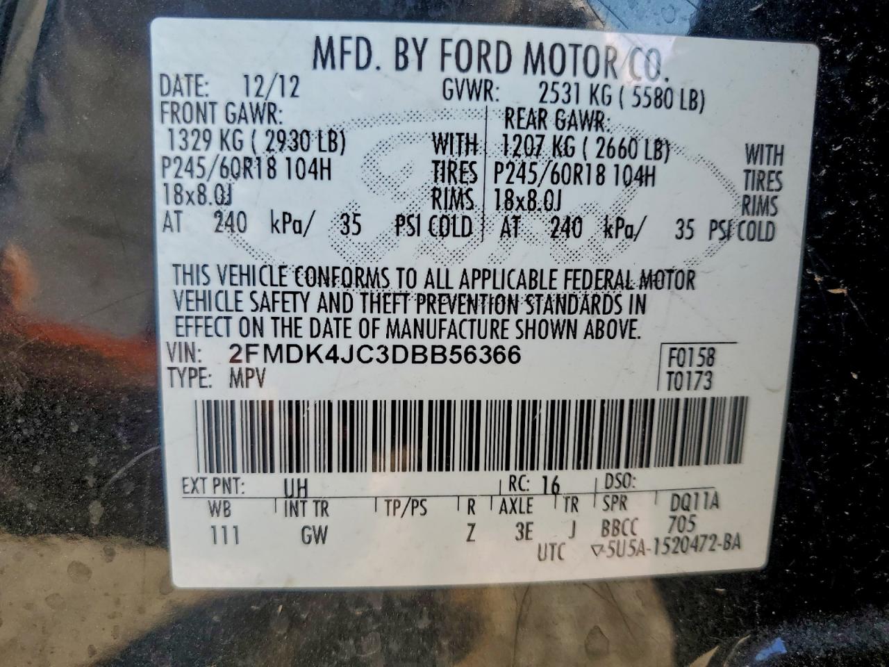 2013 FORD EDGE SEL photo 13
