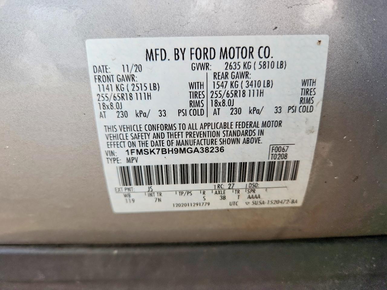 2021 FORD EXPLORER photo 13