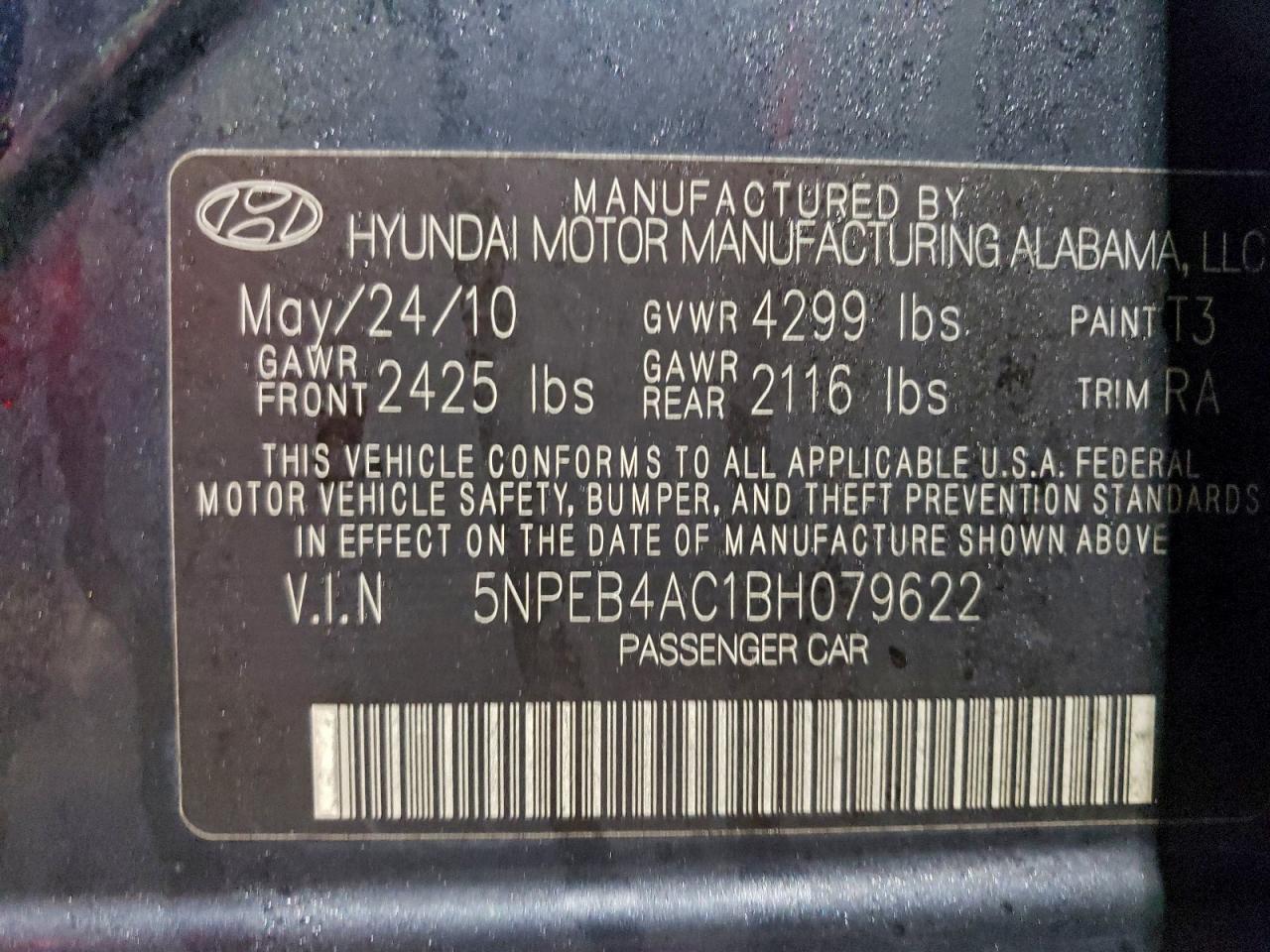 2011 HYUNDAI SONATA GLS photo 12