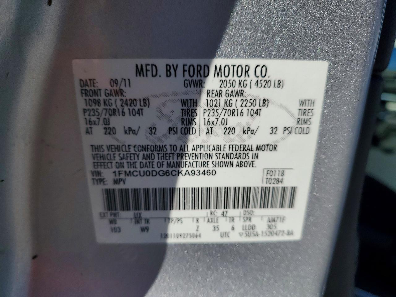 2012 FORD ESCAPE XLT photo 13