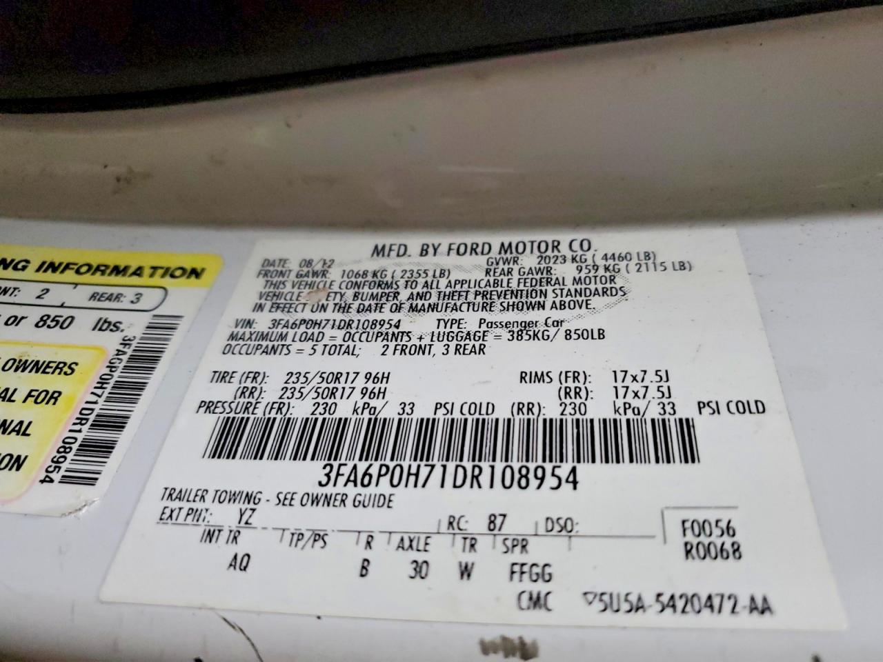 2013 FORD FUSION SE photo 12