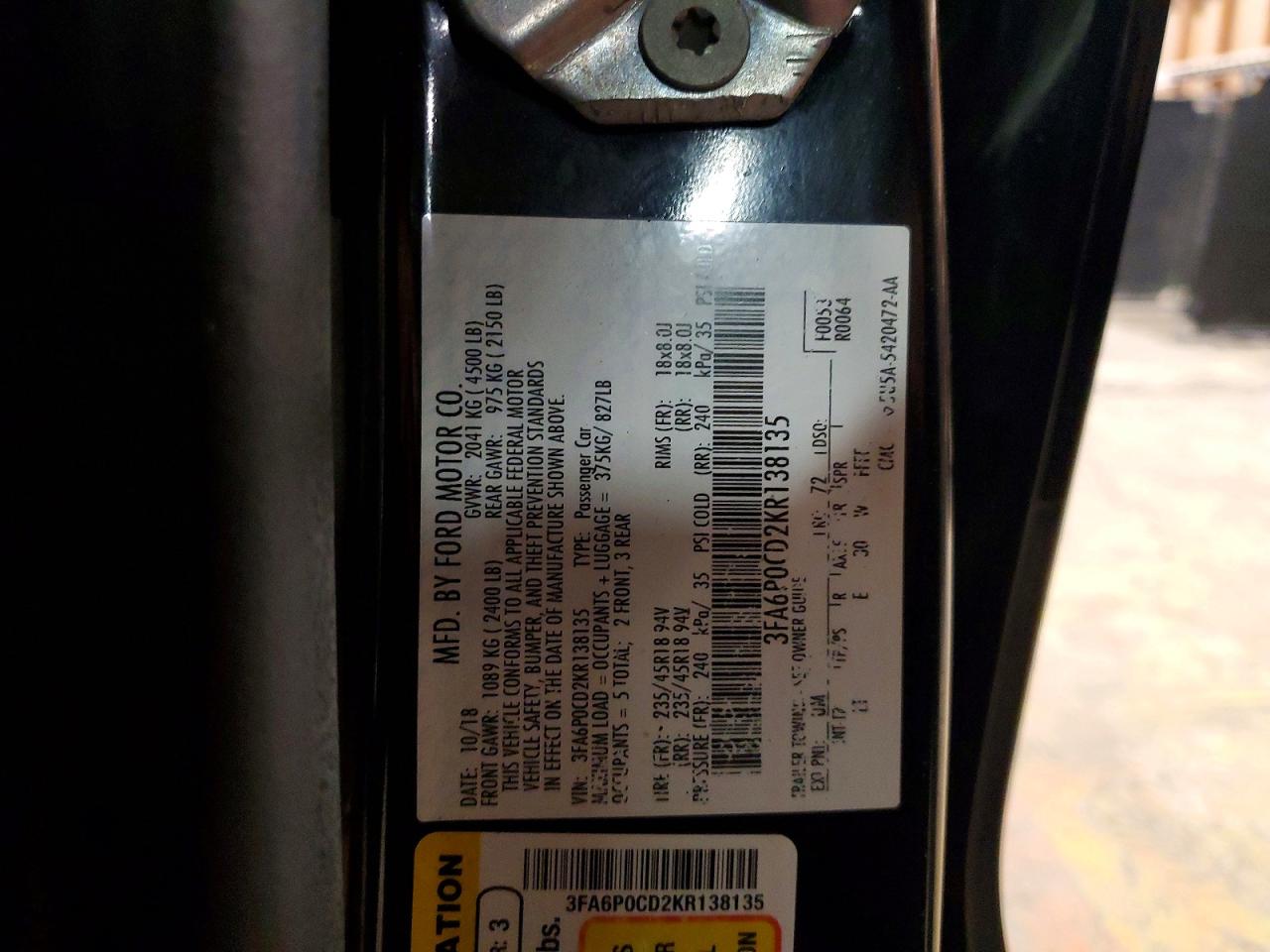 2019 FORD FUSION SEL photo 23
