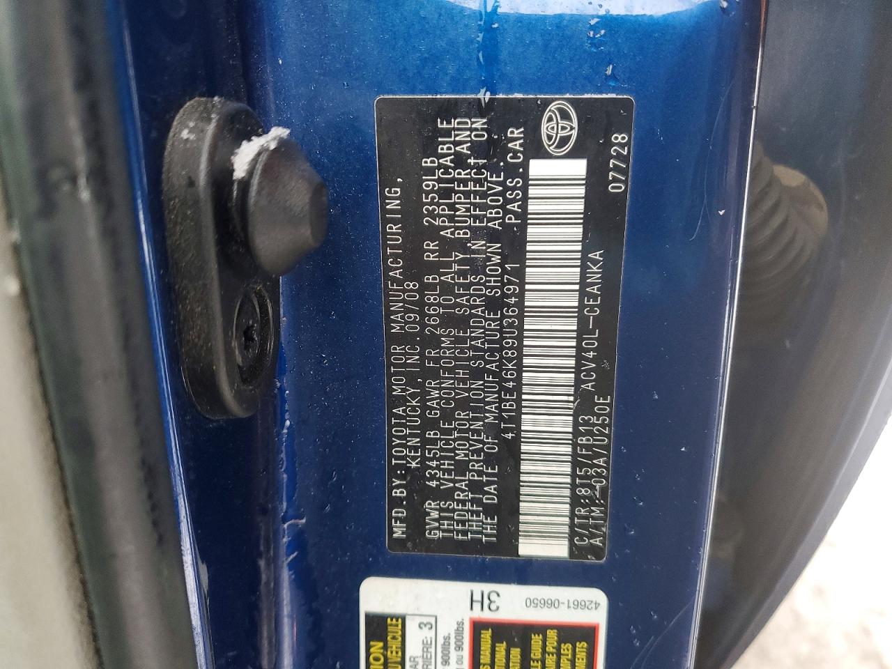 2009 TOYOTA CAMRY BASE photo 23