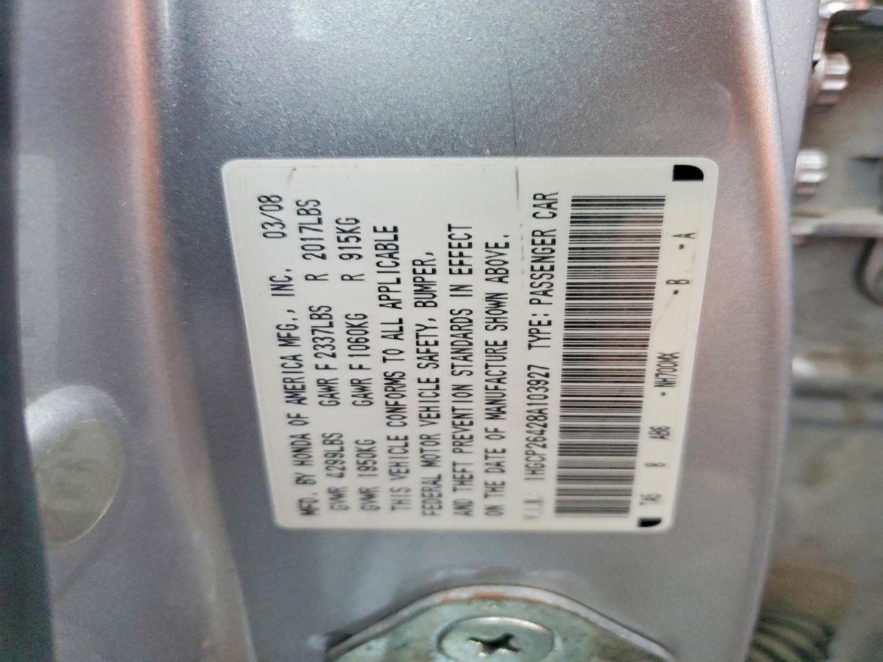 2008 HONDA ACCORD LXP photo 12