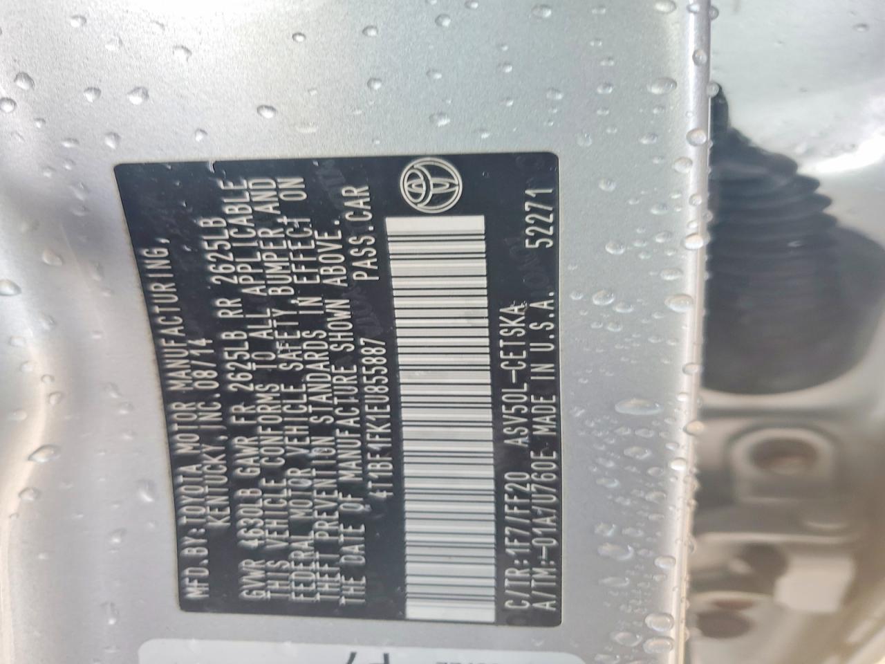 2014 TOYOTA CAMRY L photo 12