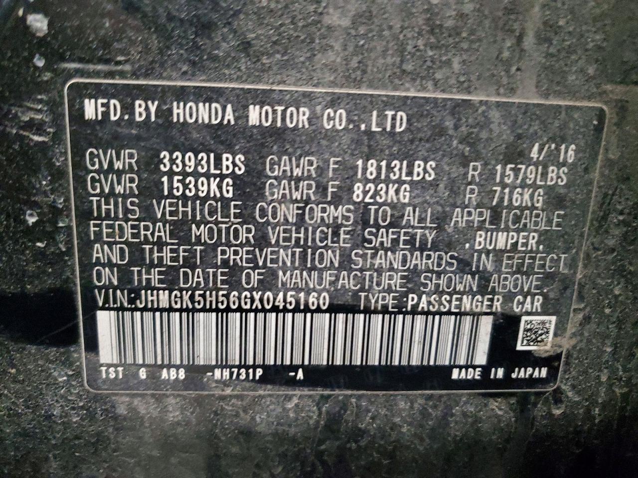 2016 HONDA FIT LX photo 12