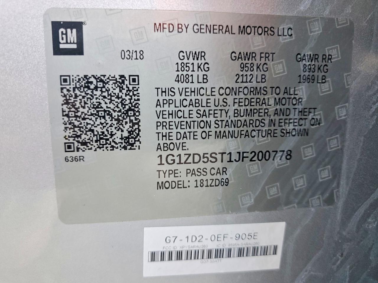 2018 CHEVROLET MALIBU LT photo 12