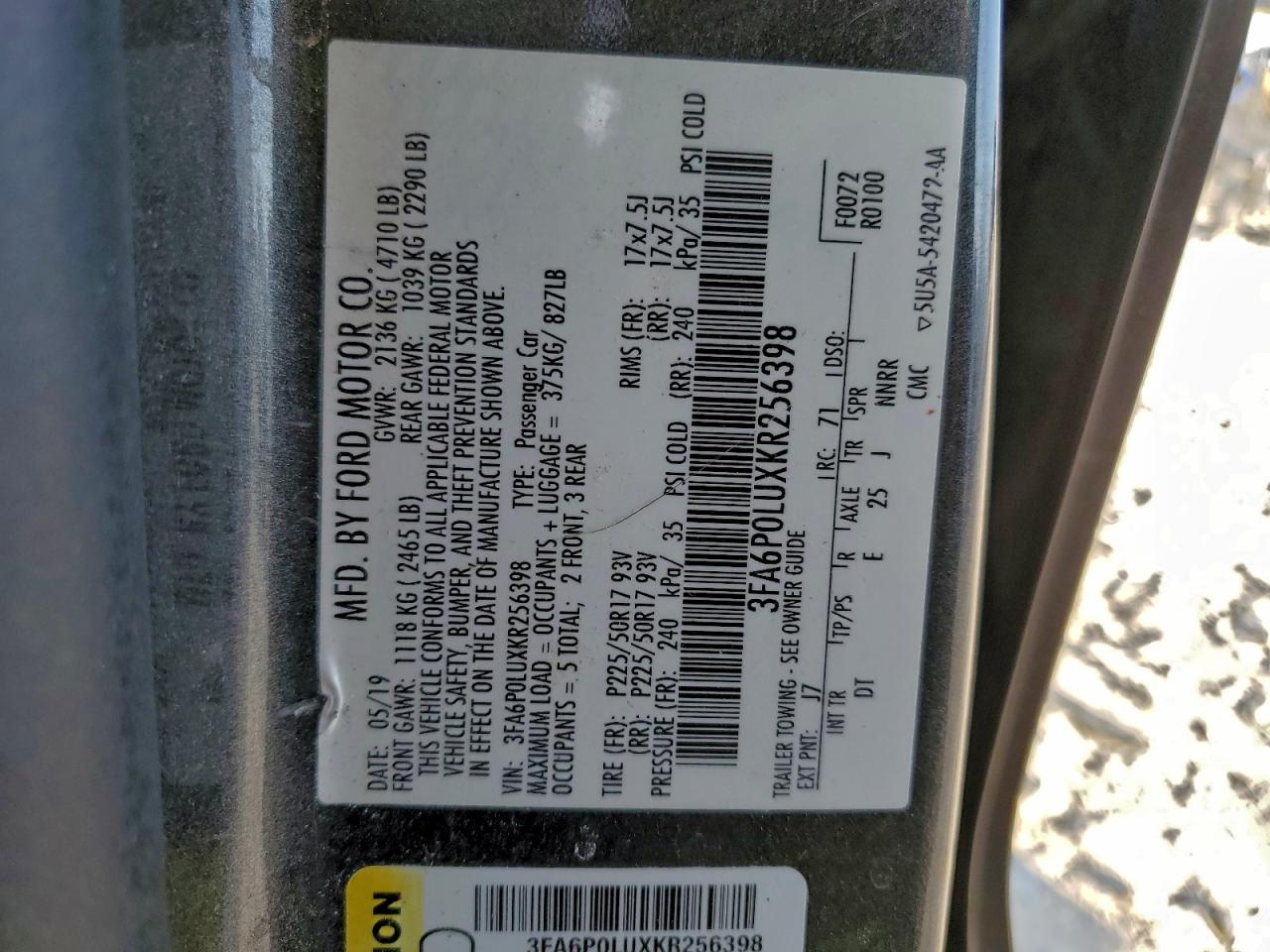 2019 FORD FUSION SE photo 23