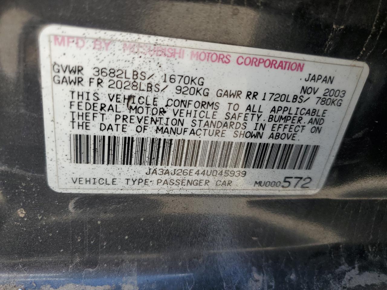 2004 MITSUBISHI LANCER photo 50