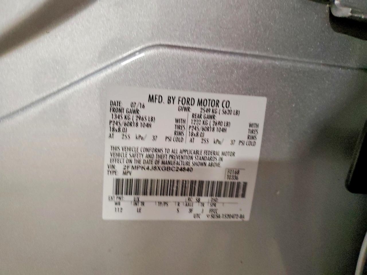 2016 FORD EDGE SEL photo 14