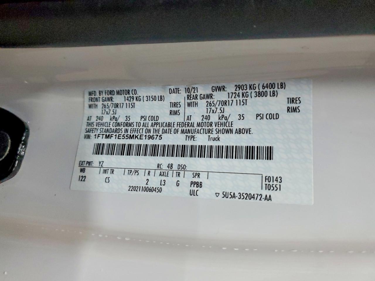 2021 FORD F150 photo 12
