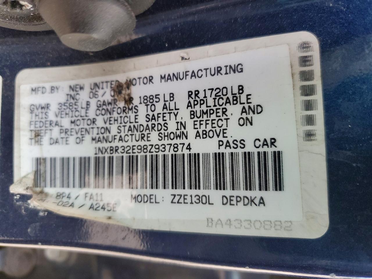 2008 TOYOTA COROLLA CE photo 12