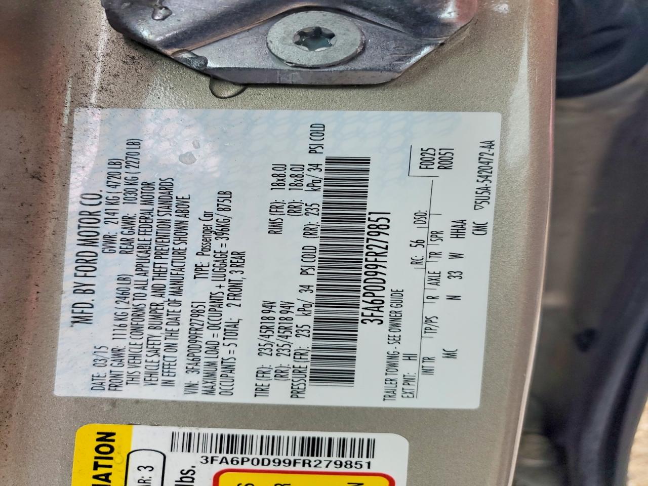 2015 FORD FUSION TITANIUM photo 13