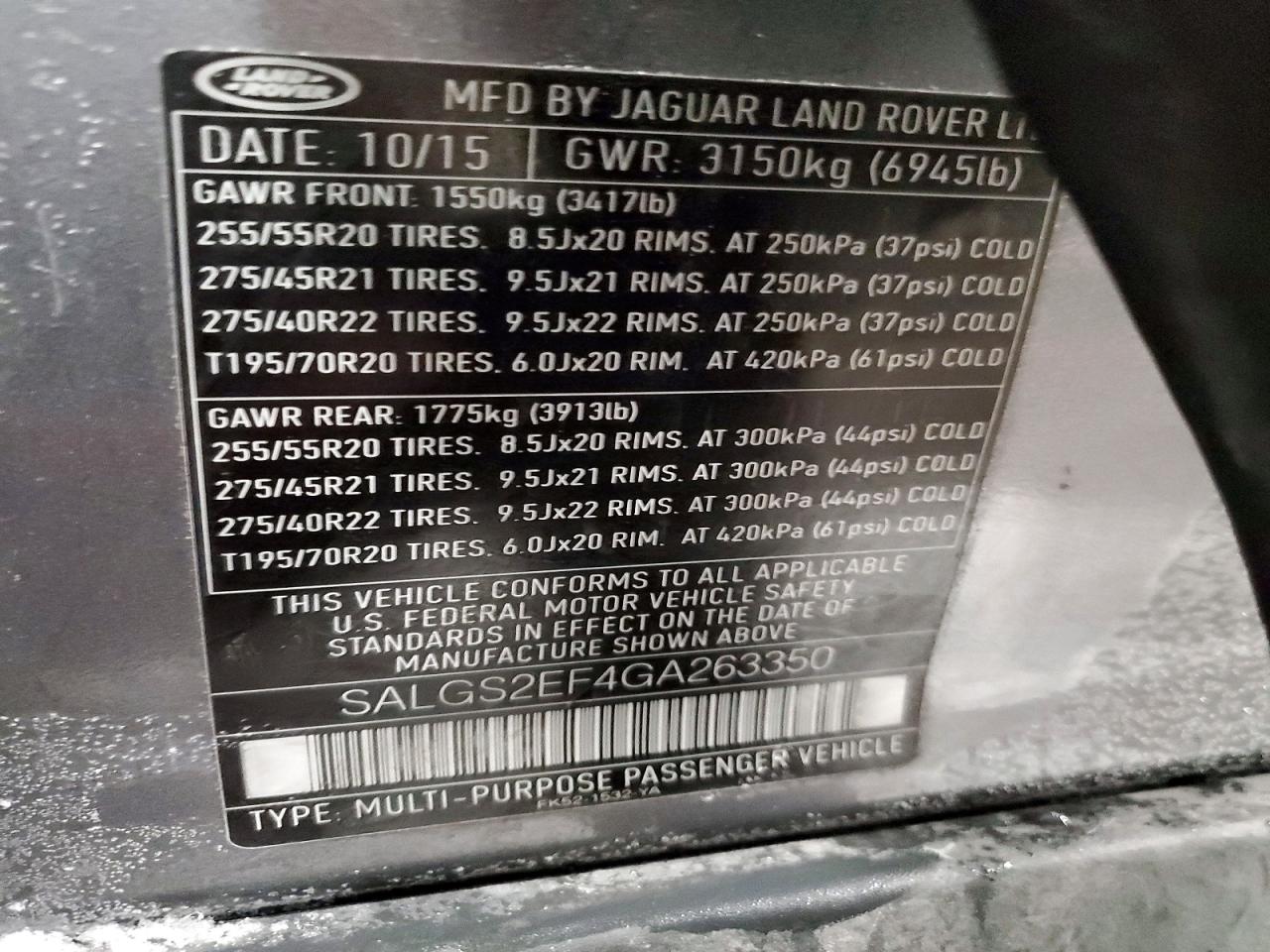2016 LAND ROVER RANGE ROVER SUPERCHARGED photo 14