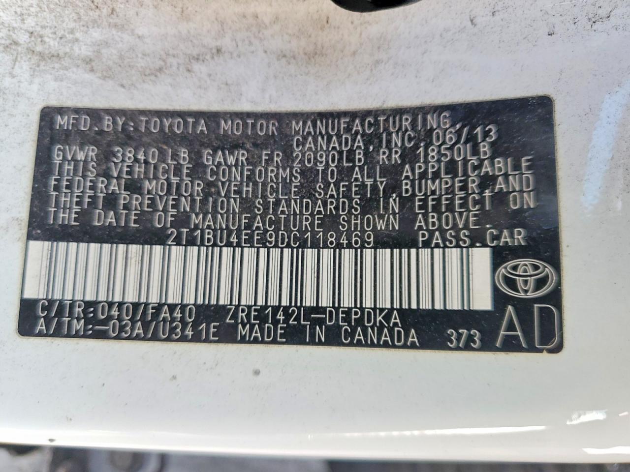 2013 TOYOTA COROLLA L photo 12