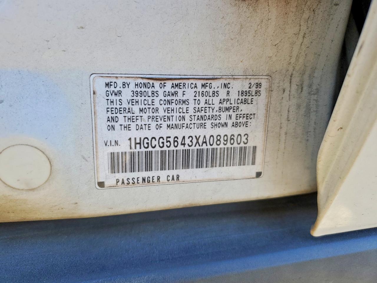 1999 HONDA ACCORD LX photo 12