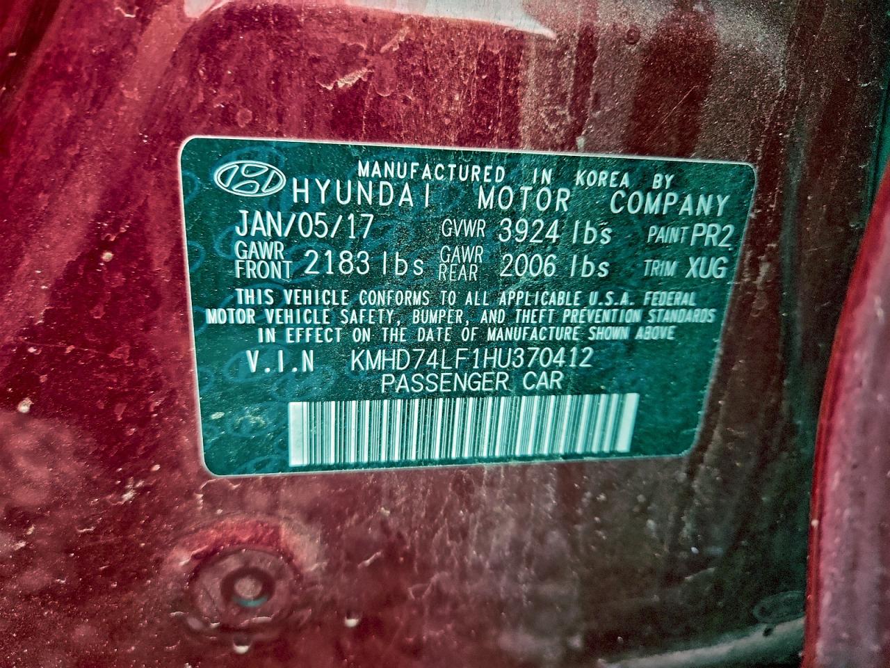 2017 HYUNDAI ELANTRA SE photo 12