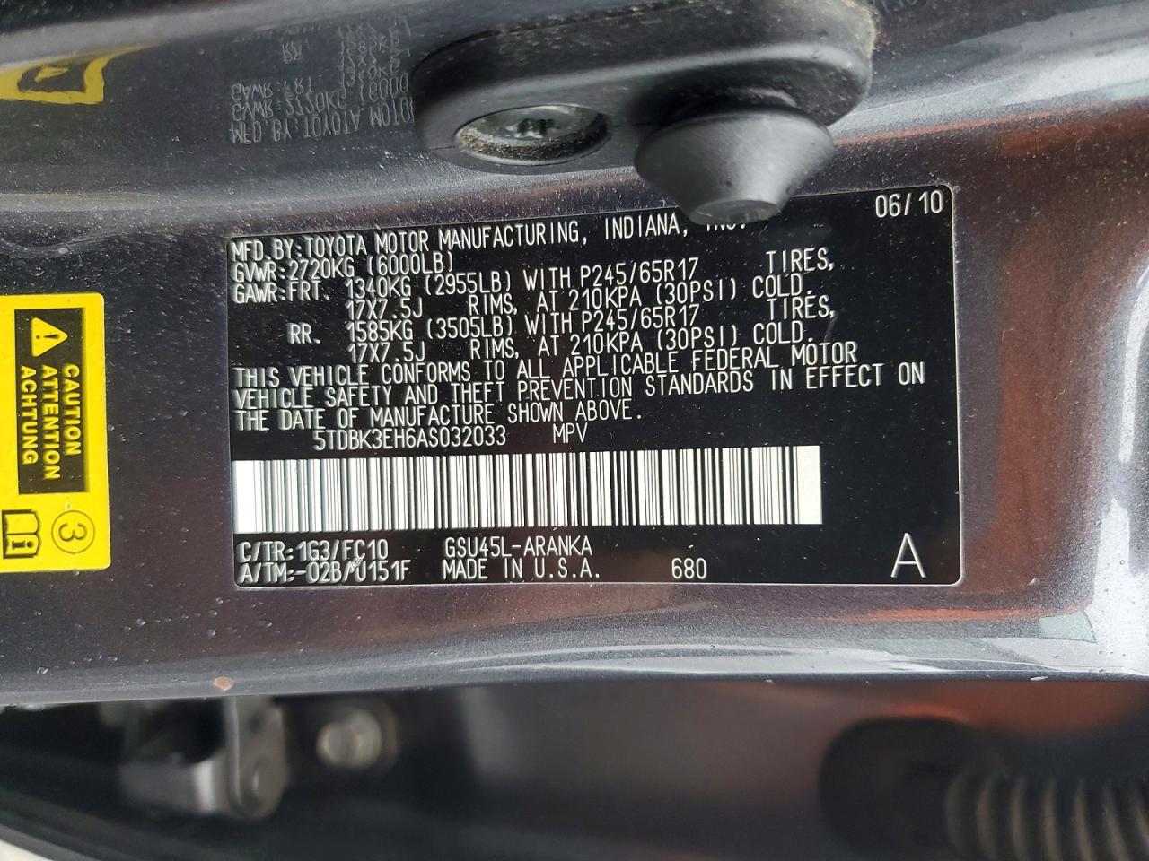 2010 TOYOTA HIGHLANDER photo 12