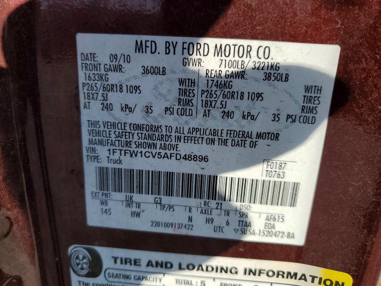 2010 FORD F150 SUPERCREW photo 12