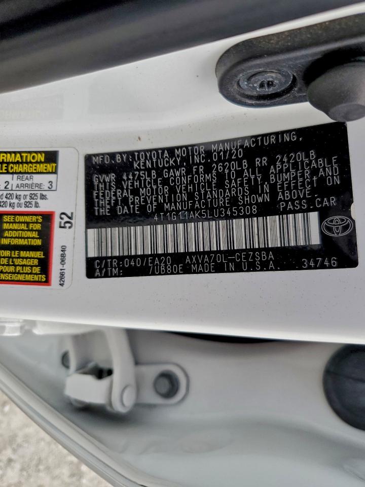 2020 TOYOTA CAMRY SE photo 12