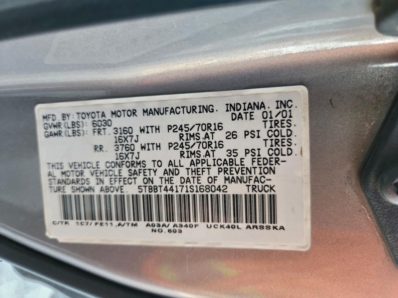 2001 TOYOTA TUNDRA SR5 photo 12