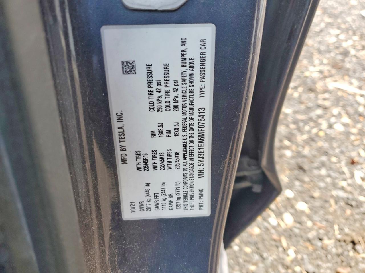 2021 TESLA MODEL 3 photo 12