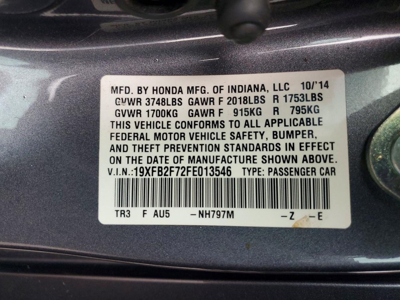 2015 HONDA CIVIC SE photo 13