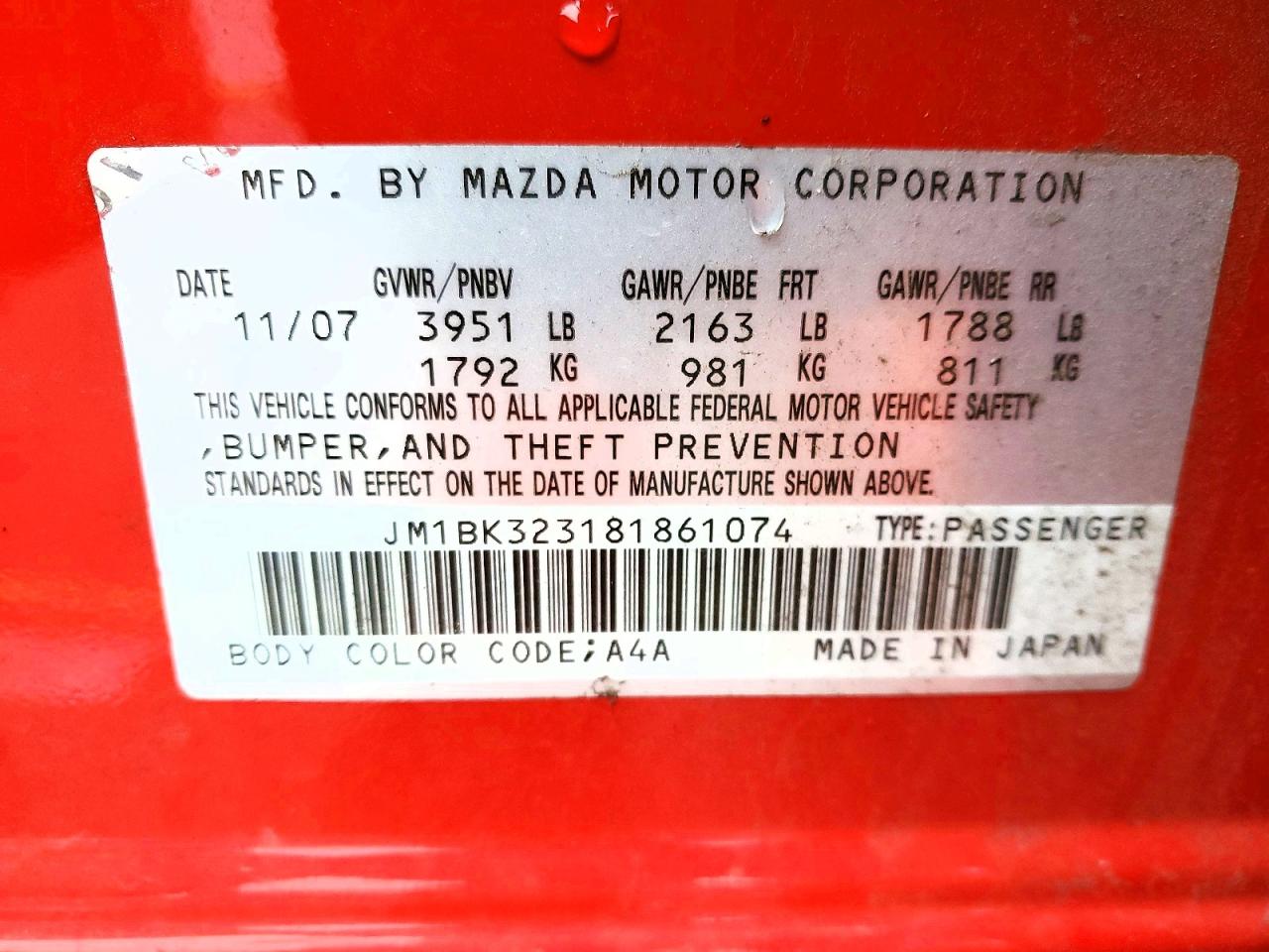 2008 MAZDA 3 S photo 12