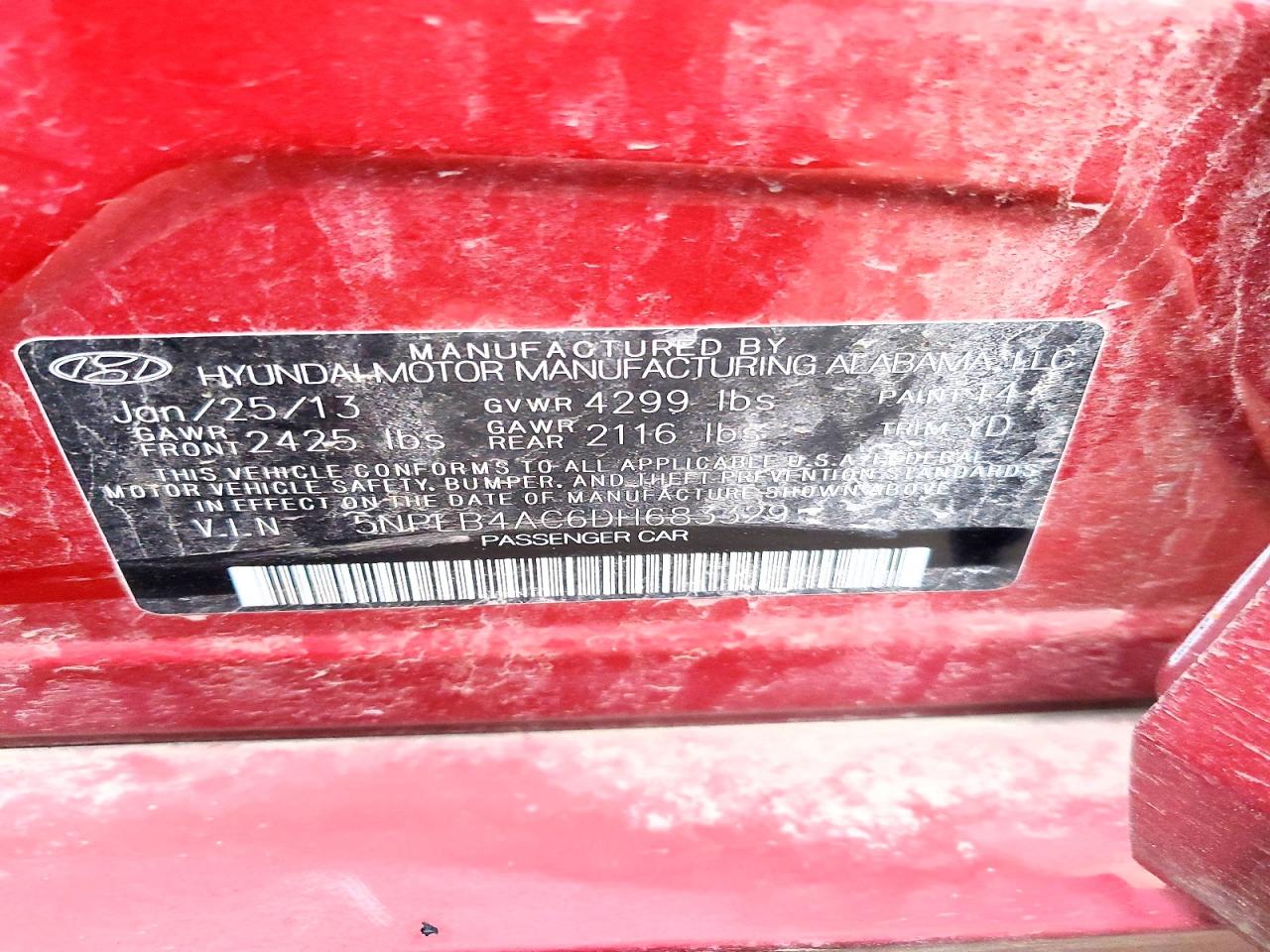 2013 HYUNDAI SONATA GLS photo 12