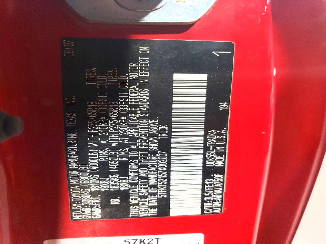 2007 TOYOTA TUNDRA photo 12