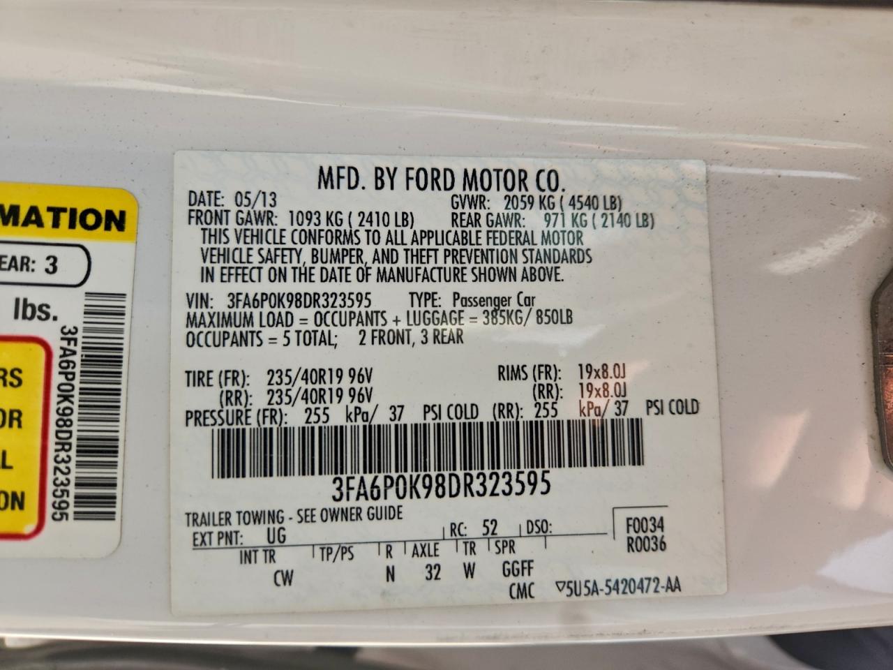 2013 FORD FUSION TITANIUM photo 12