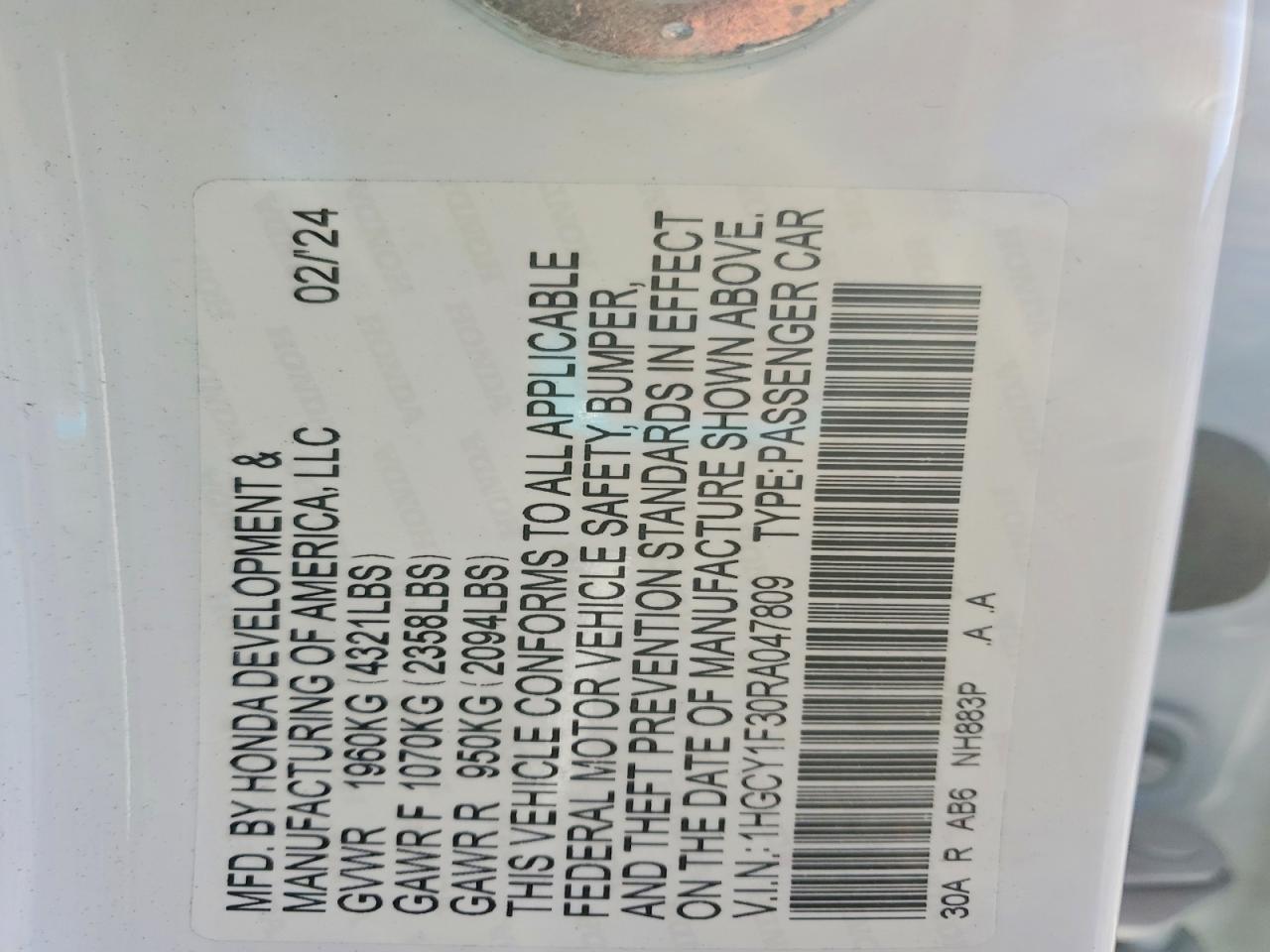 2024 HONDA ACCORD EX photo 12