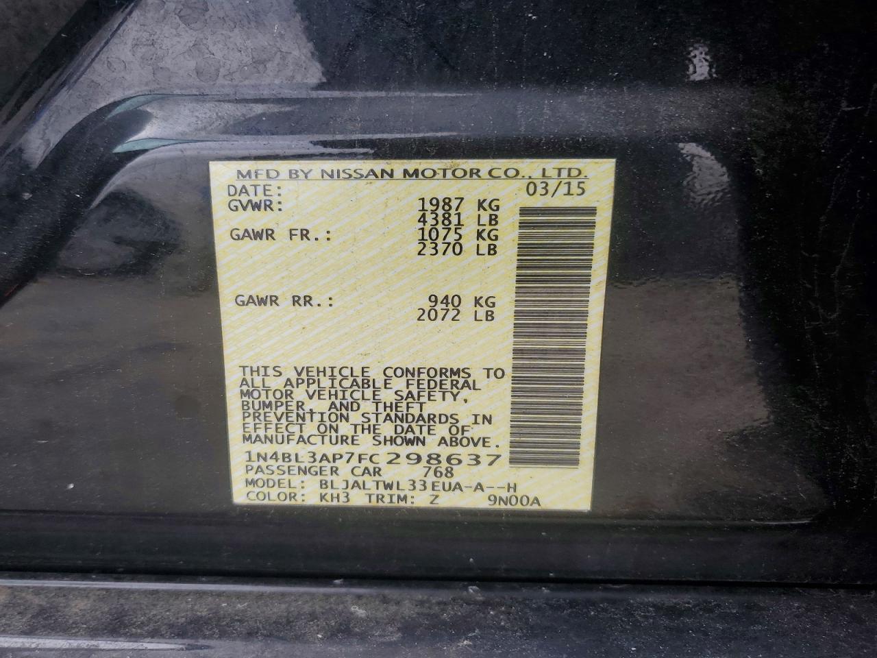 2015 NISSAN ALTIMA 3.5S photo 13