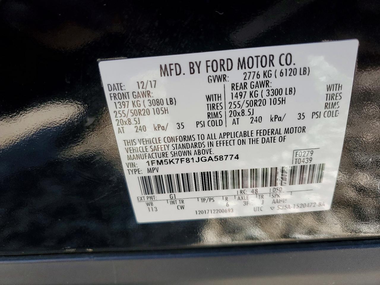2018 FORD EXPLORER LIMITED photo 14