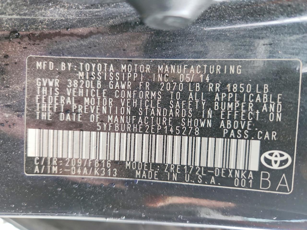 2014 TOYOTA COROLLA L photo 13