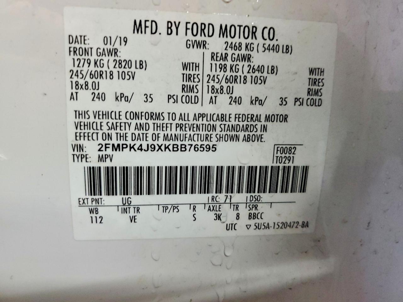 2019 FORD EDGE SEL photo 12