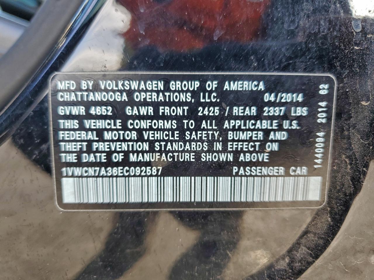 2014 VOLKSWAGEN PASSAT SEL photo 12