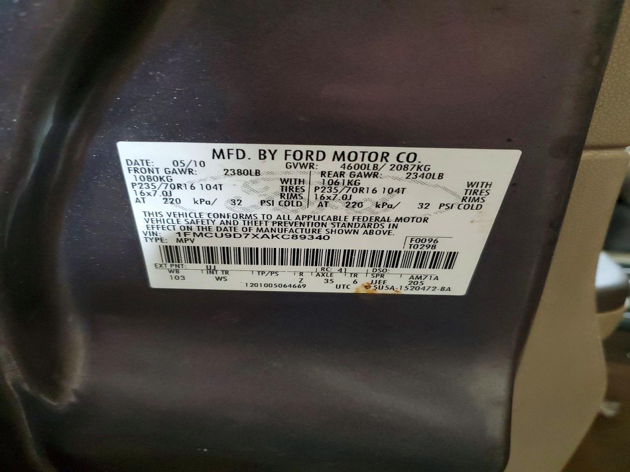 2010 FORD ESCAPE XLT photo 37