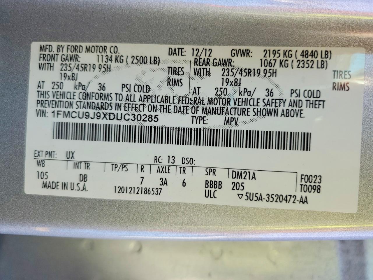 2013 FORD ESCAPE TITANIUM photo 25