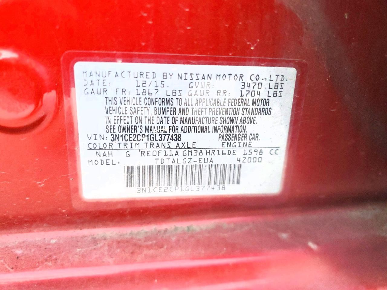 2016 NISSAN VERSA NOTE S photo 13