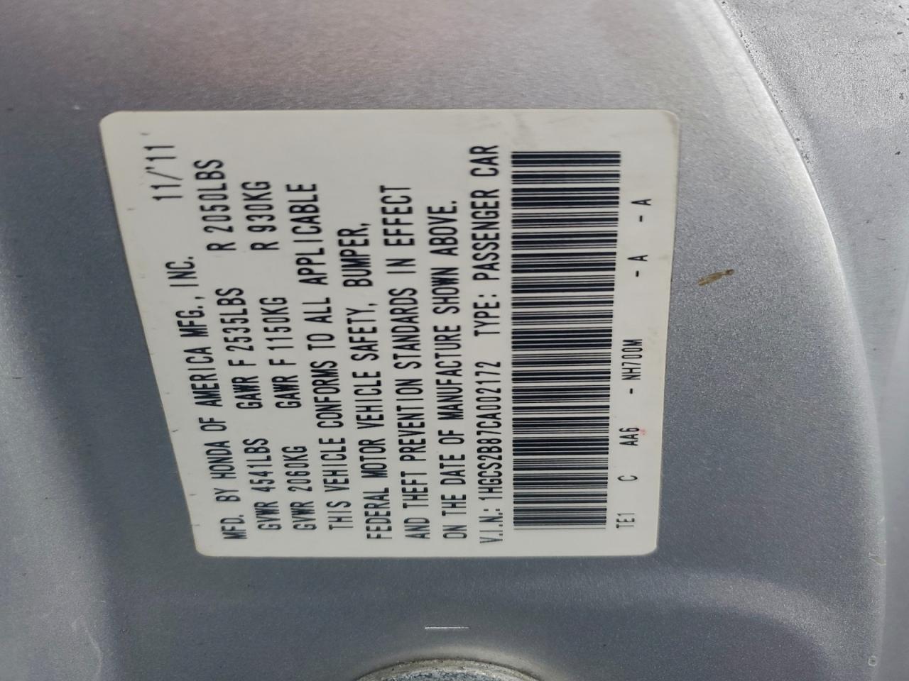 2012 HONDA ACCORD EXL photo 12